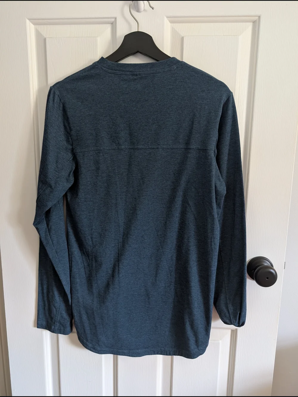 adidas Men's Long-Sleeve Crew Tee - Heather Blue Small